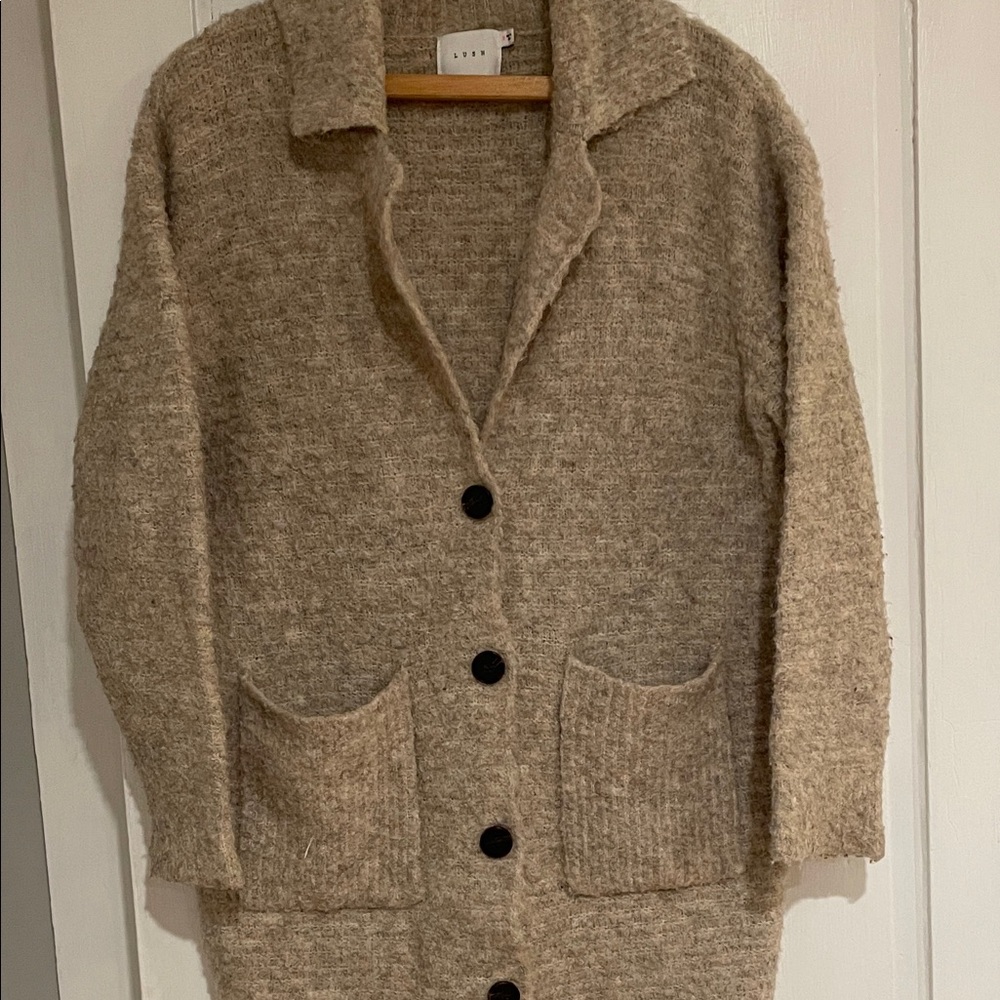 Lush Tan Cardigan Sweater